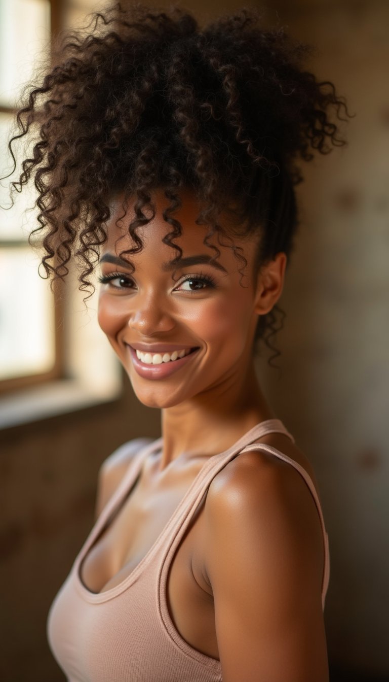 Kinked Top Puff To Keep Curls Up