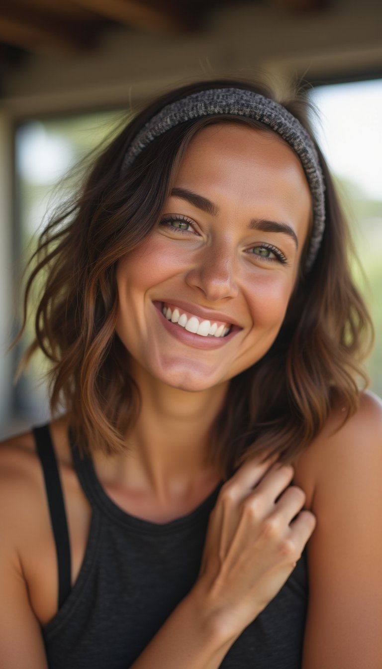 Textured Bob Paired With Sweat-Ready Headband