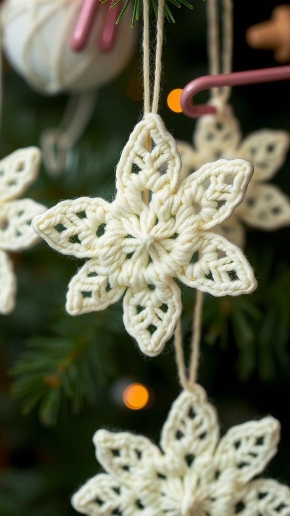 Crocheted Star In Soft Wool With Sparkle