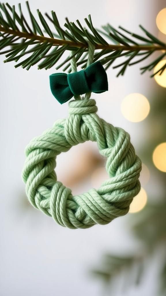 Macramé Mini Wreath With Evergreen Texture