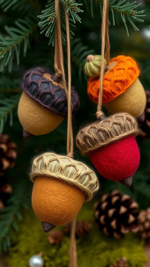 Needle-Felted Wool Acorn With Real Caps