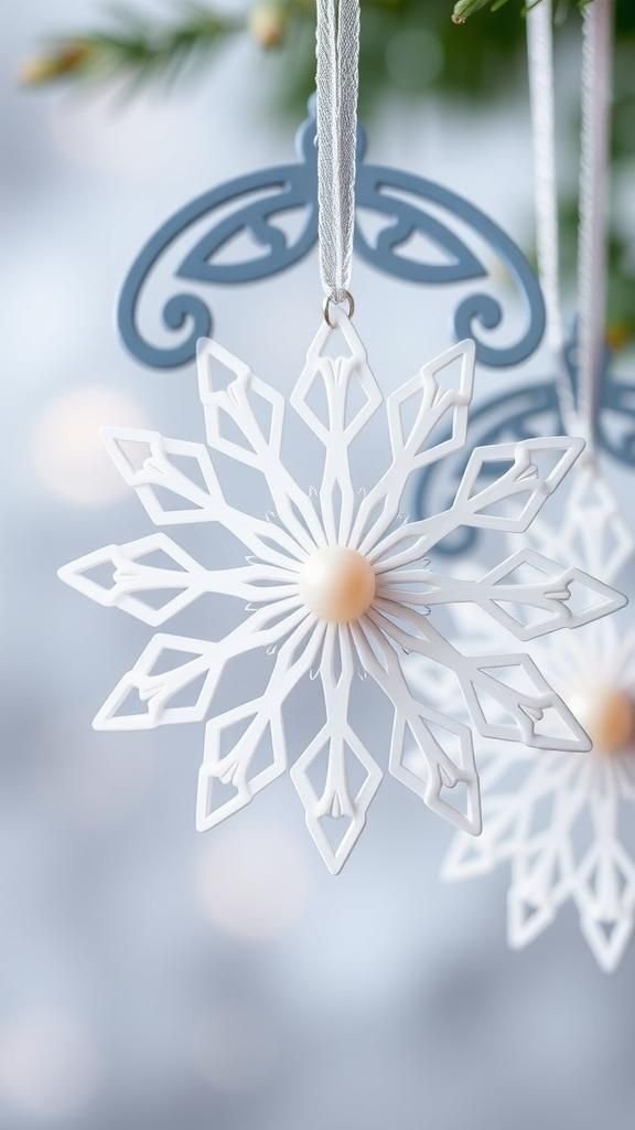 Paper Quilling Snowflakes With Pearly Accents