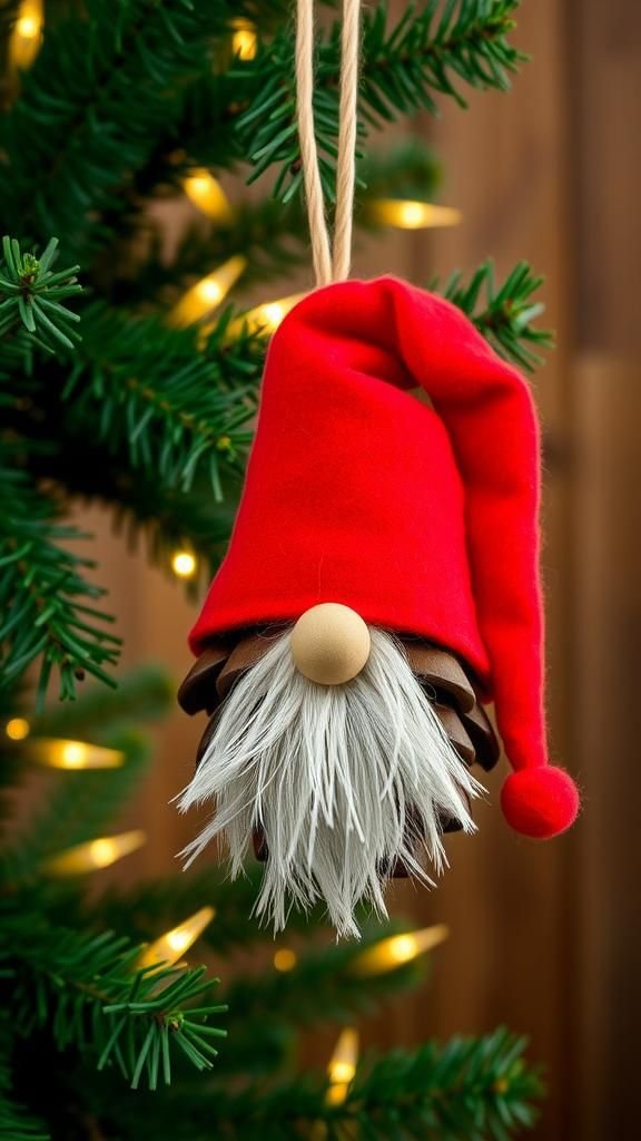 Pinecone Gnome With Felt Hat And Beard
