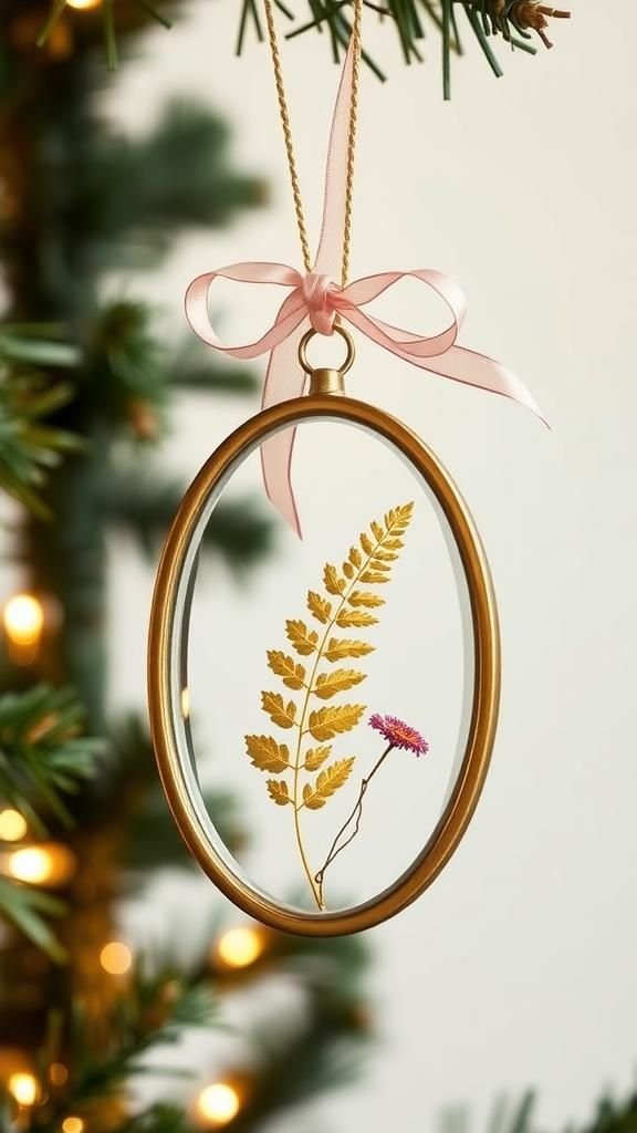 Pressed Botanical Glass Frame Ornament
