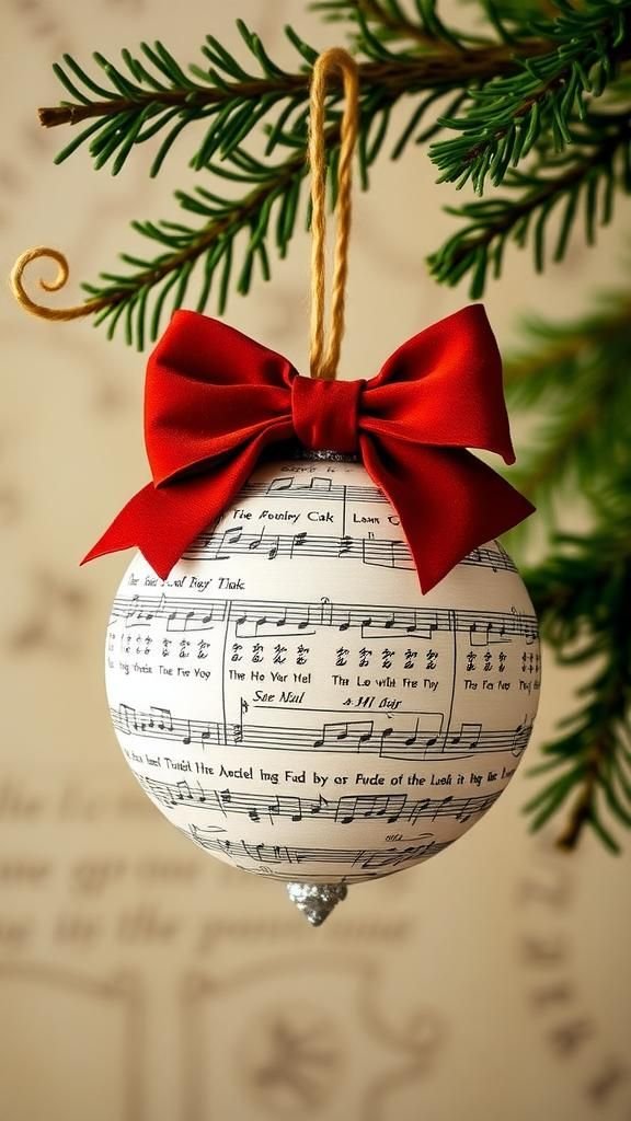 Vintage Sheet Music Decoupage Globe Ornament