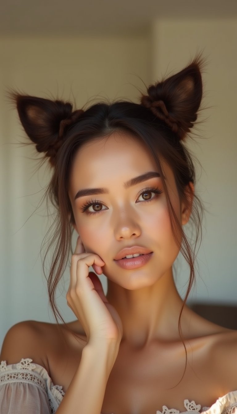 Cat Ear Buns With Whisker-Friendly Styling