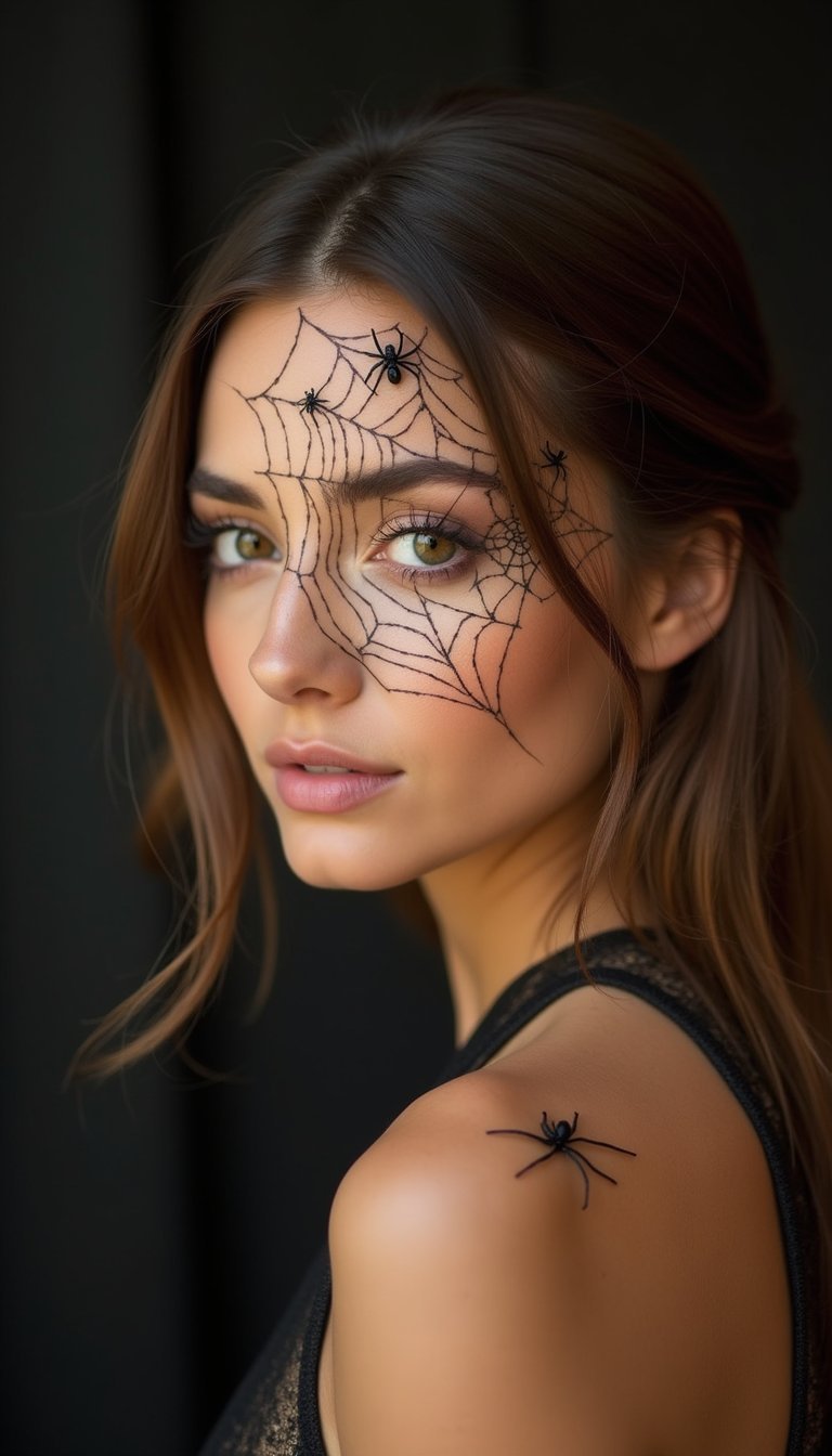 Faux Spider Web Parting For Creepy Texture