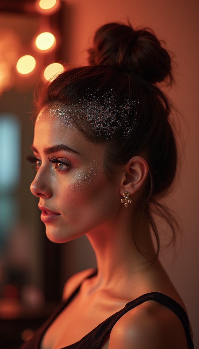 Glittery Top Knot With Glow-In-The-Dark Paint