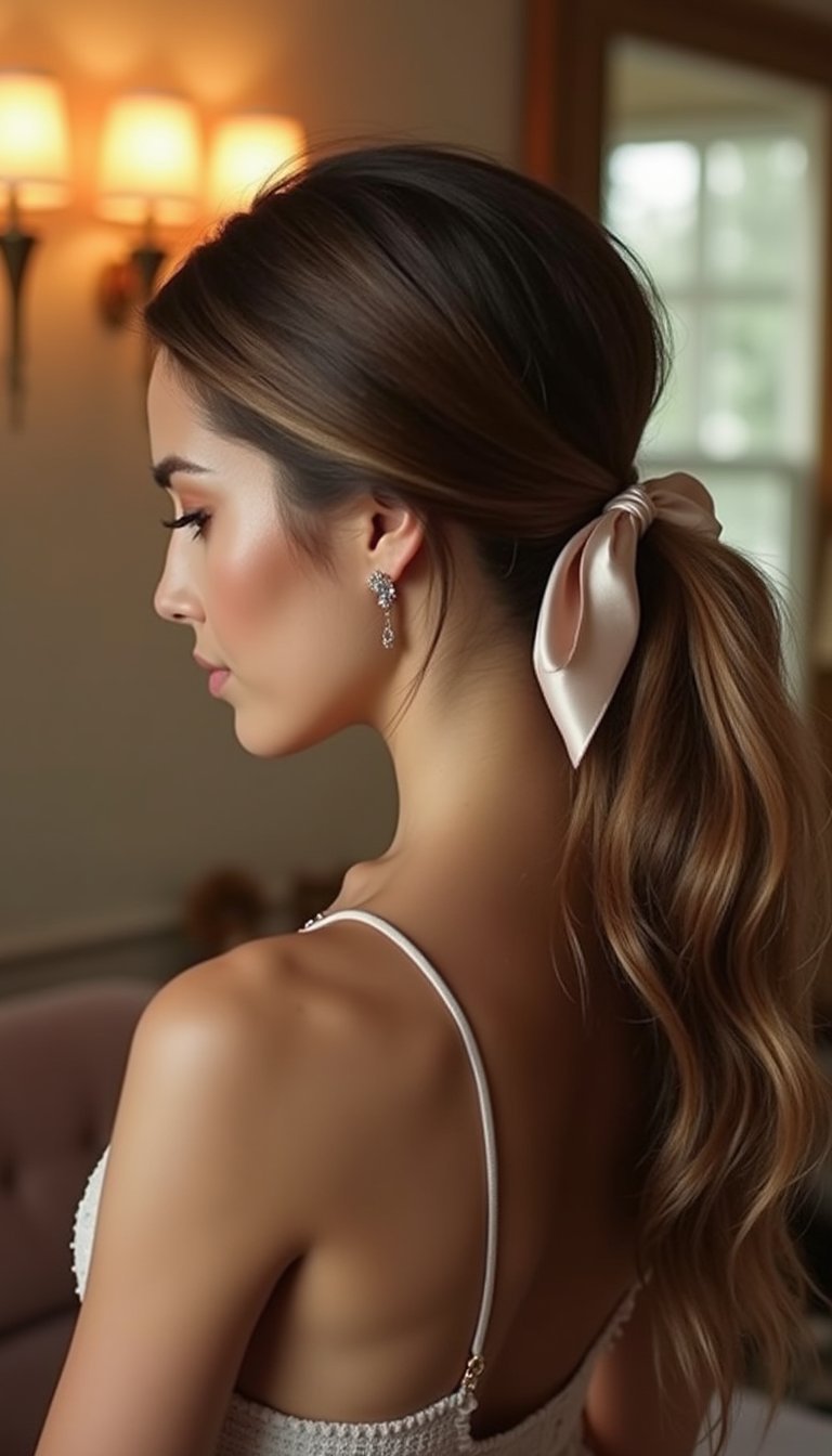 Ribbon-Wrapped Ponytail For Retro Halloween Charm
