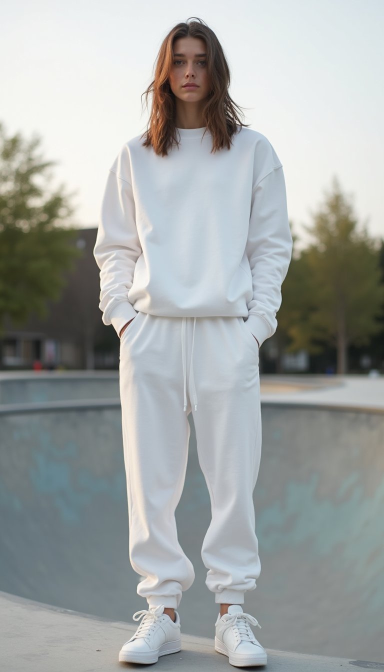 Look All White Sporty Chic Con Sudadera