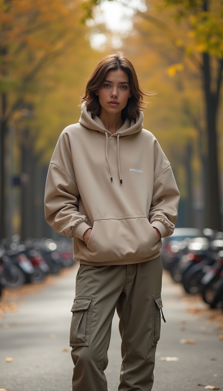 Moletom Oversized Com Calça Cargo Compressiva