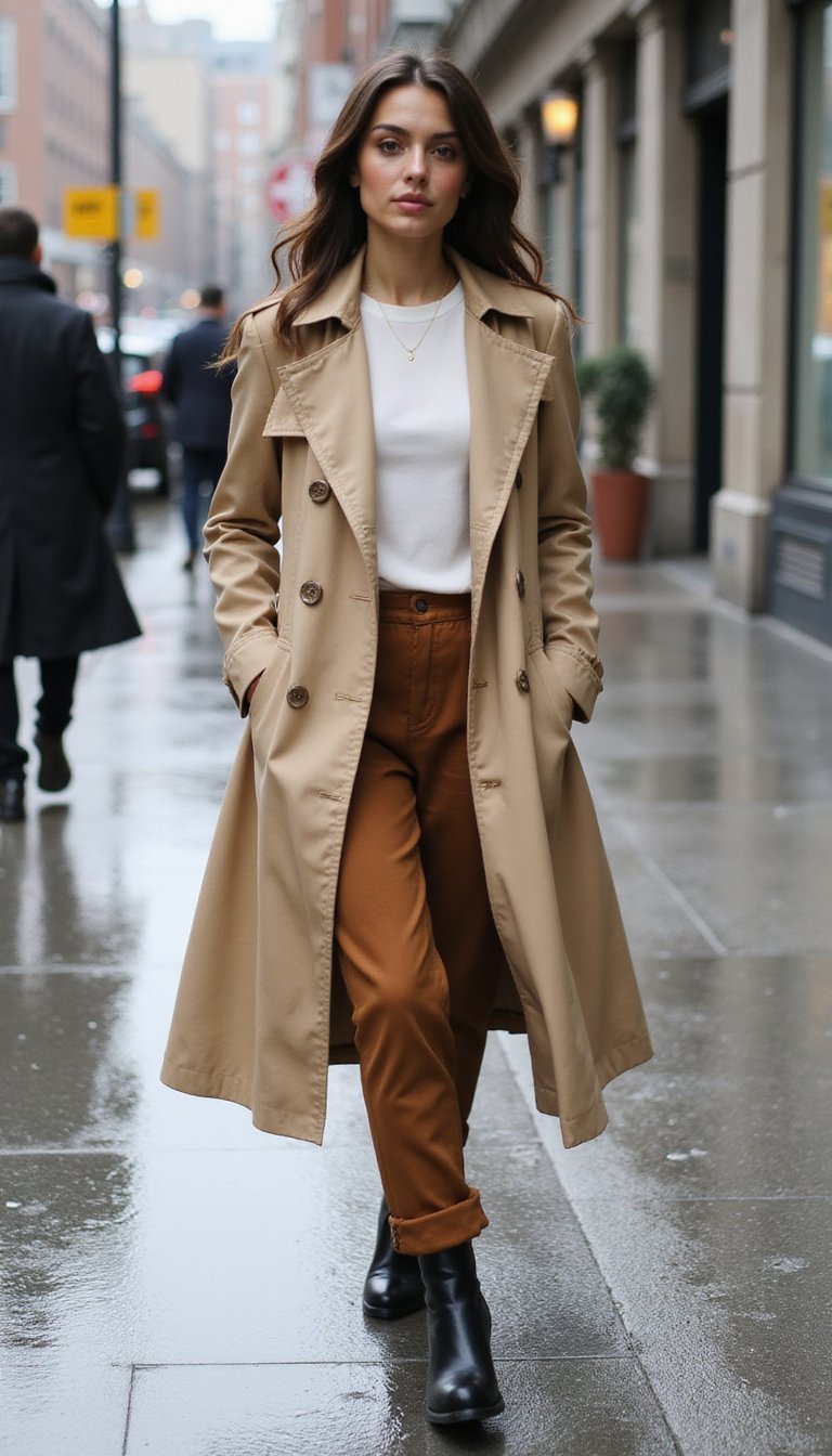 Trench Coat Leve Sobre Look Neutro Clássico