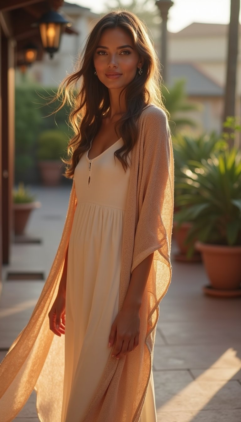 Kimono Fluido Sobre Look Básico Estival