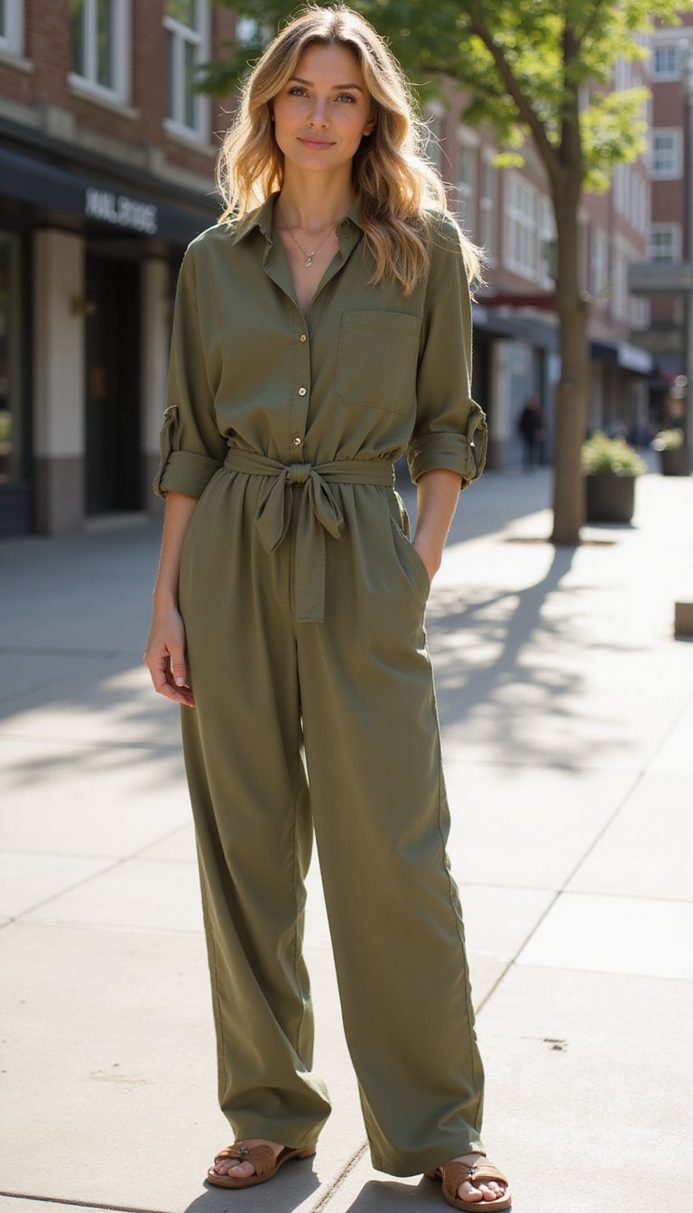 Macacão Solto Em Tecido Respirável Estilo Casual