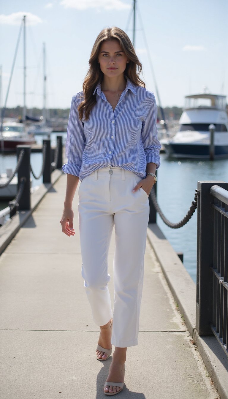 Camisa Listrada Com Calça Pescador Casual