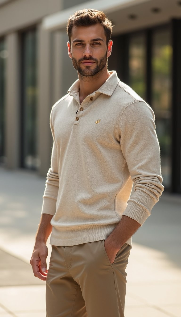 Blusa Polo De Punto Y Chinos Tapered