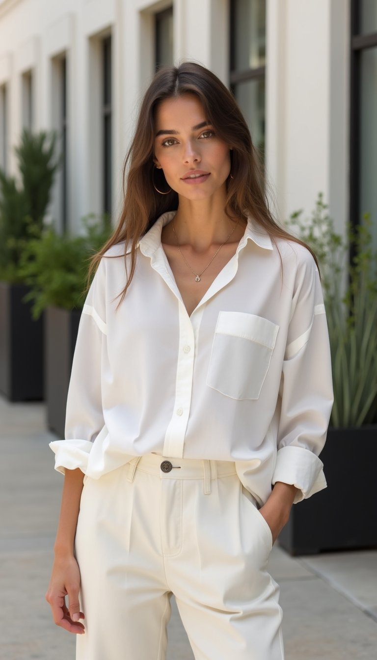 Camisa Blanca Oversize Con Pantalón Culotte