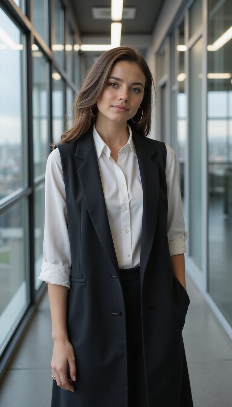 Chaleco Estructurado Sobre Camisa Larga