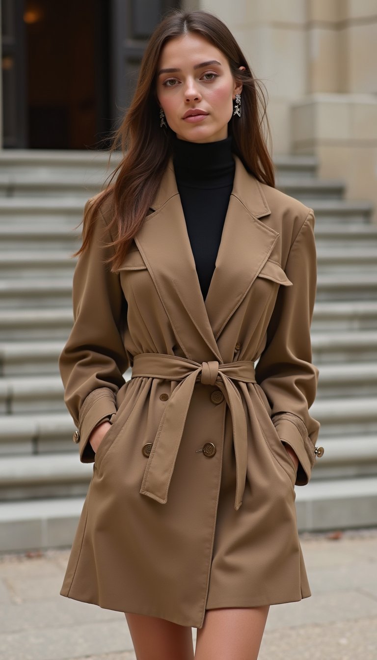 Blazer Oversized Com Blusa de Gola Alta e Saia Envelope