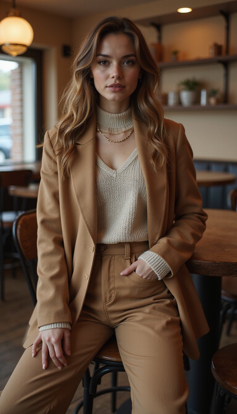 Blazer Oversized Com Co-ord de Tricô e Botas