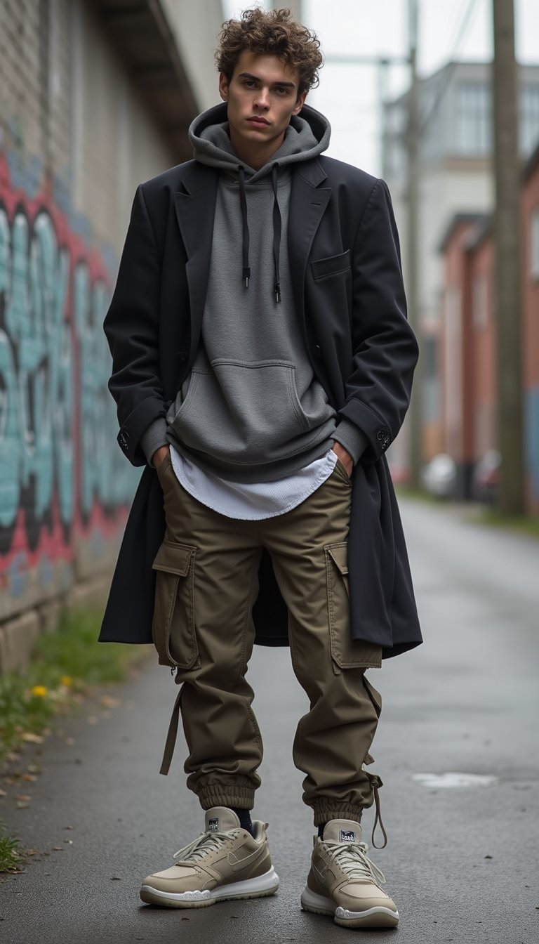 Blazer Oversized Com Moletom e Calça Cargo