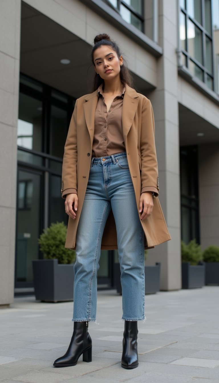 Blazer Oversized, Jeans E Bota De Cano Alto