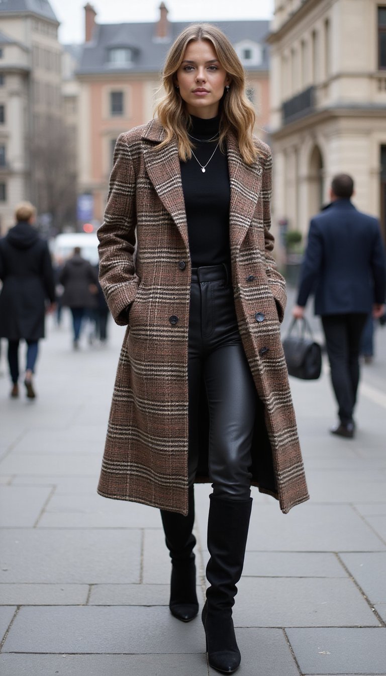 Casaco Xadrez Alongado Com Bota De Cano Alto