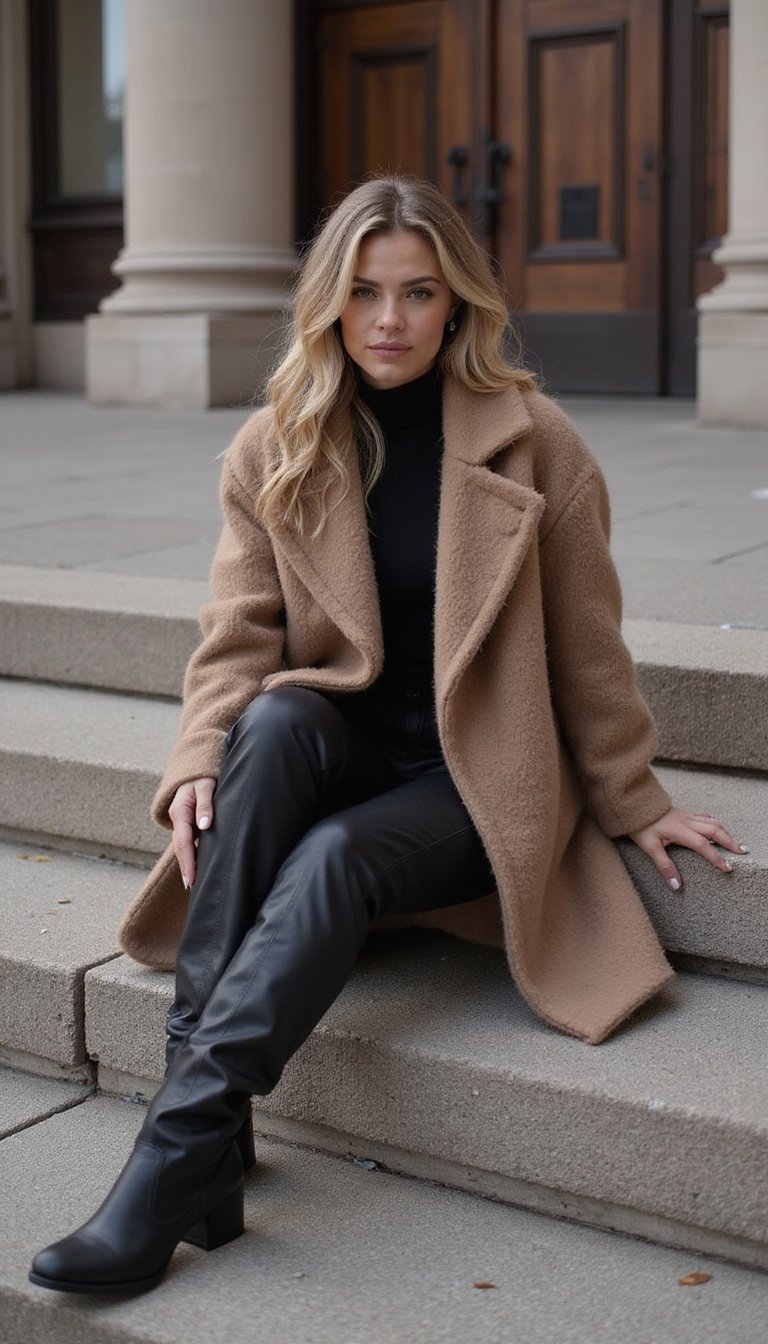 Conjunto Lã Oversized Com Bota De Cano Alto