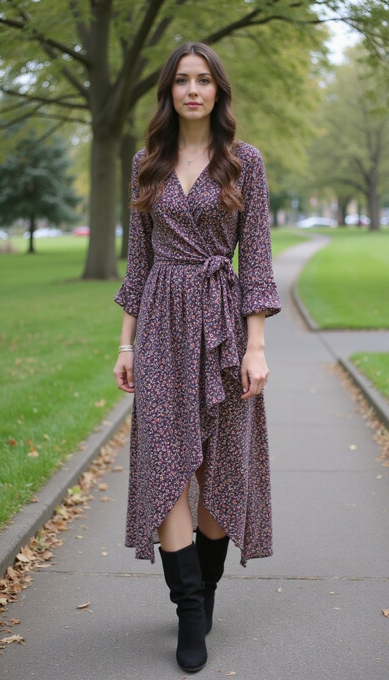 Midi Envelope Estampado Com Bota De Cano Alto