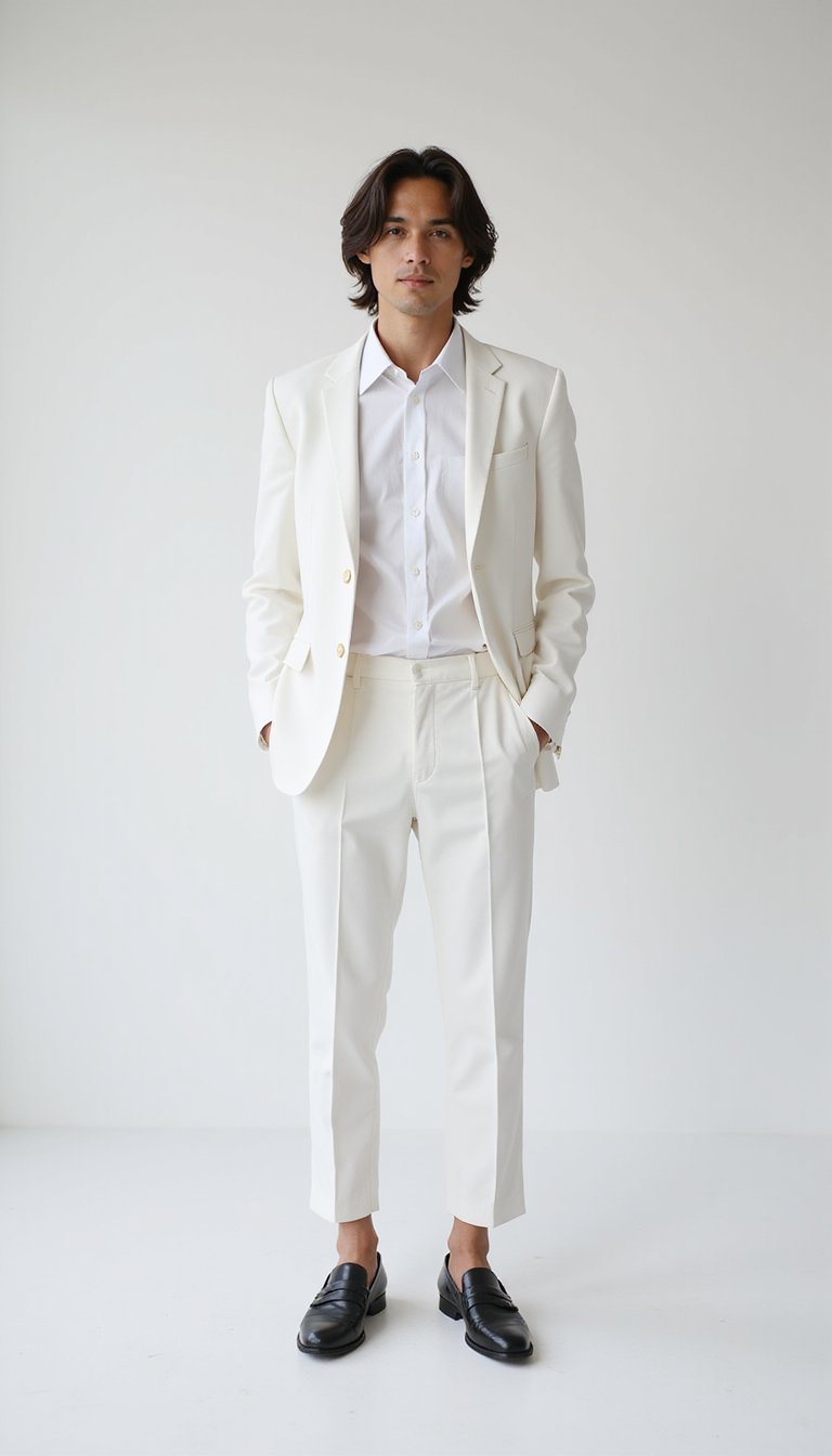 Camisa Branca Com Terninho Minimalista Monocromático