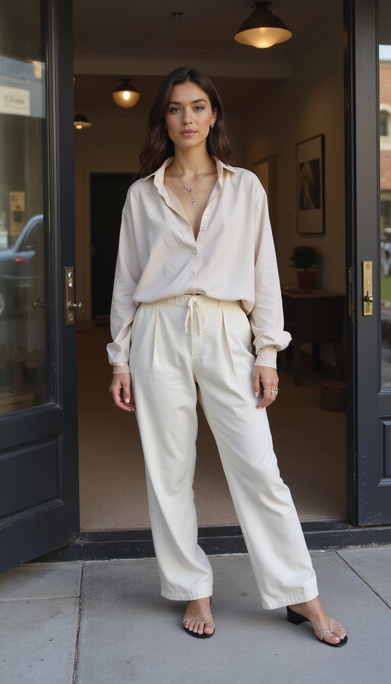 Camisa Oversized Com Macacão E Acessórios Minimalistas