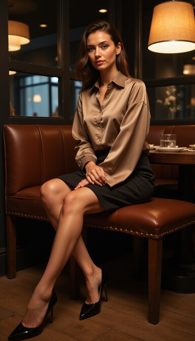 Camisa Oversized De Seda Para Jantar Romântico