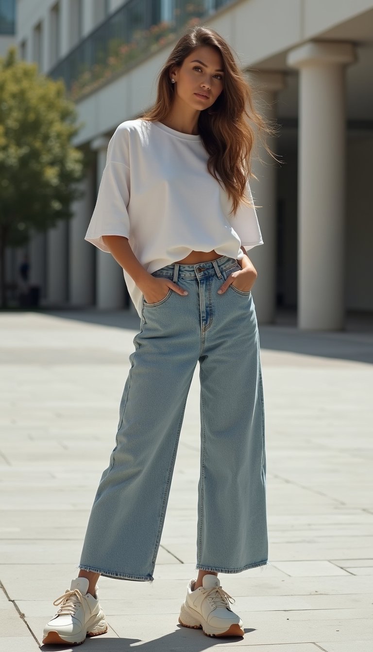 Camiseta Básica Chic E Tênis Chunky Cool