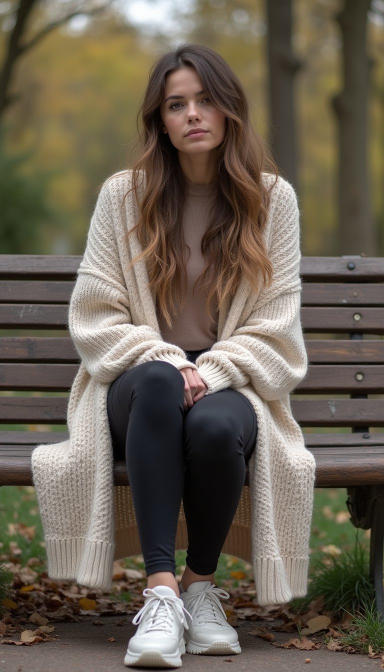 Look Conforto: Cardigan Oversized Com Legging