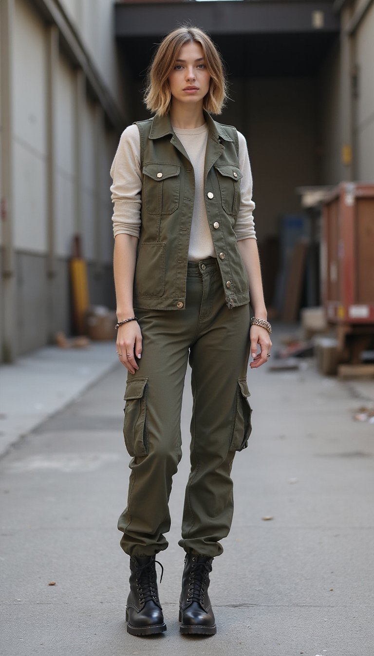 Colete Com Calça Cargo Para Visual Urbano Sofisticado