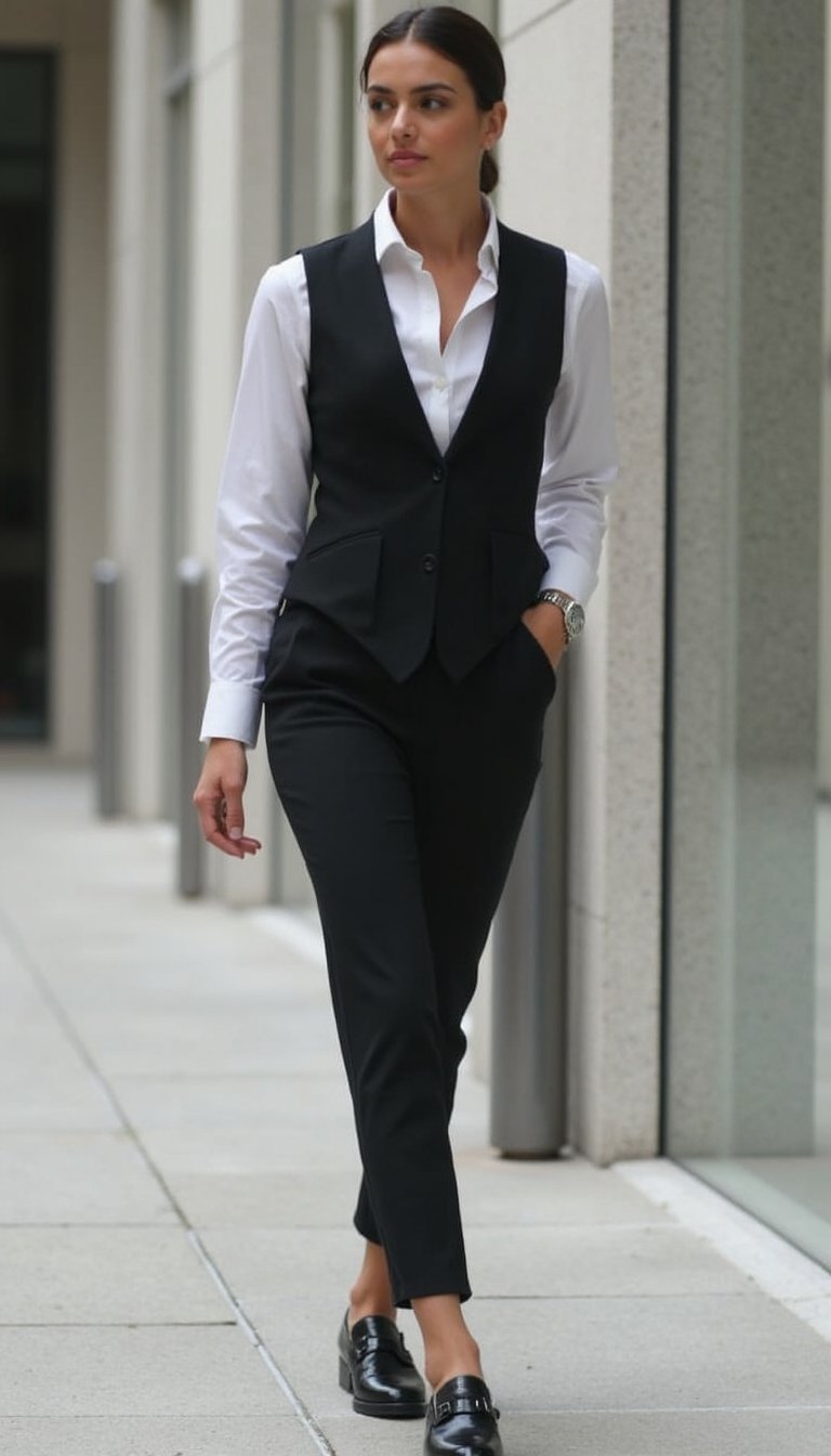 Colete Com Conjunto De Alfaiataria Monocromático