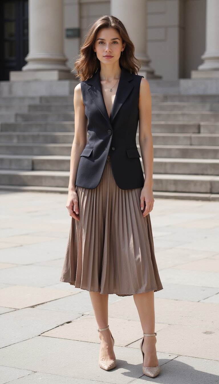 Colete Com Saia Plissada Para Look Romântico Urbano