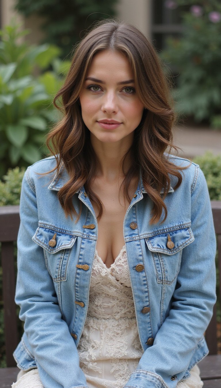 Look Romântico Com Jaqueta Jeans E Renda Delicada