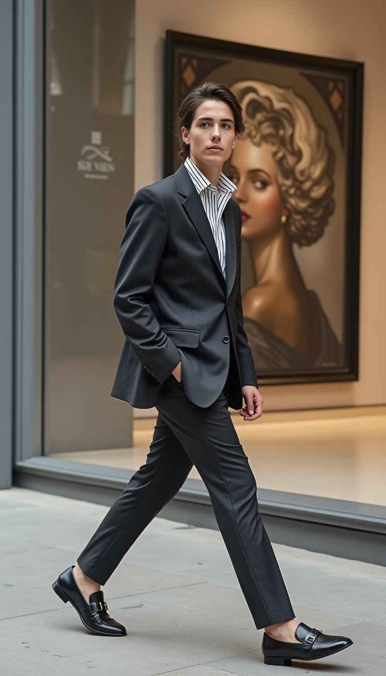 Conjunto De Corte Solto Com Loafers Modernos