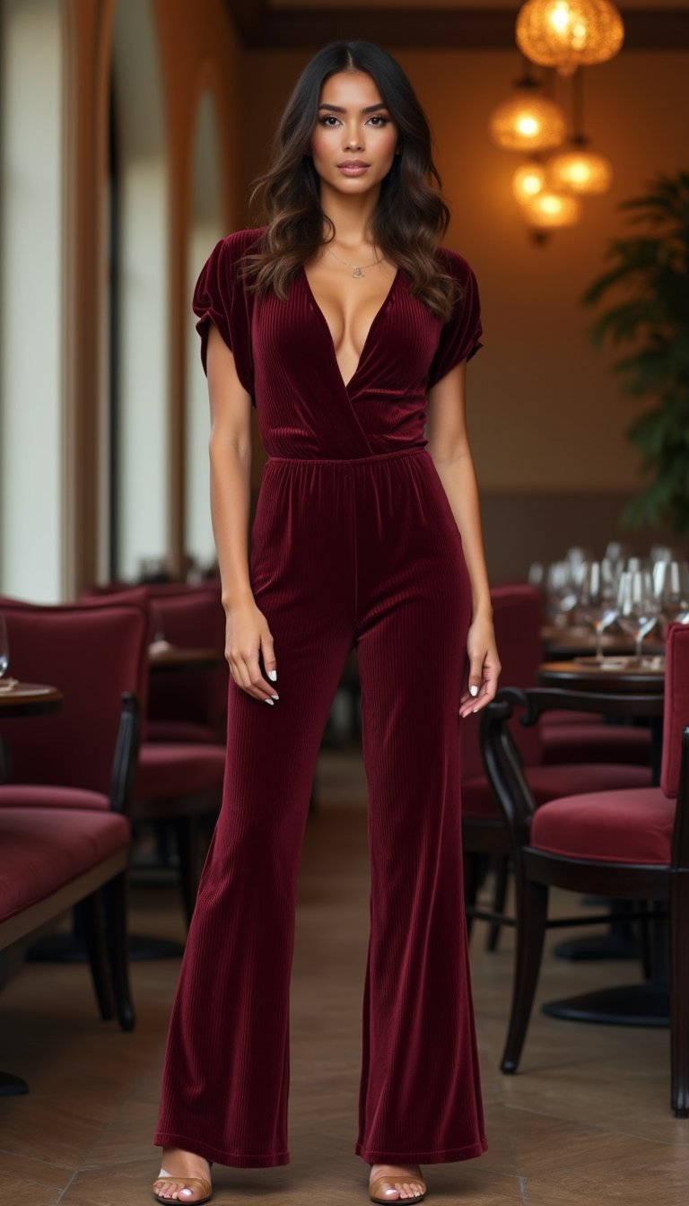 Macacão Veludo Ribeira Para Festa Noturna