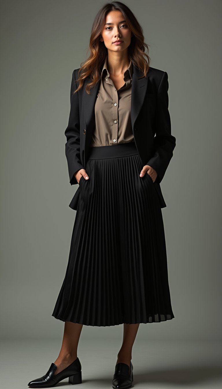 Look De Trabalho Com Saia Plissada E Blazer