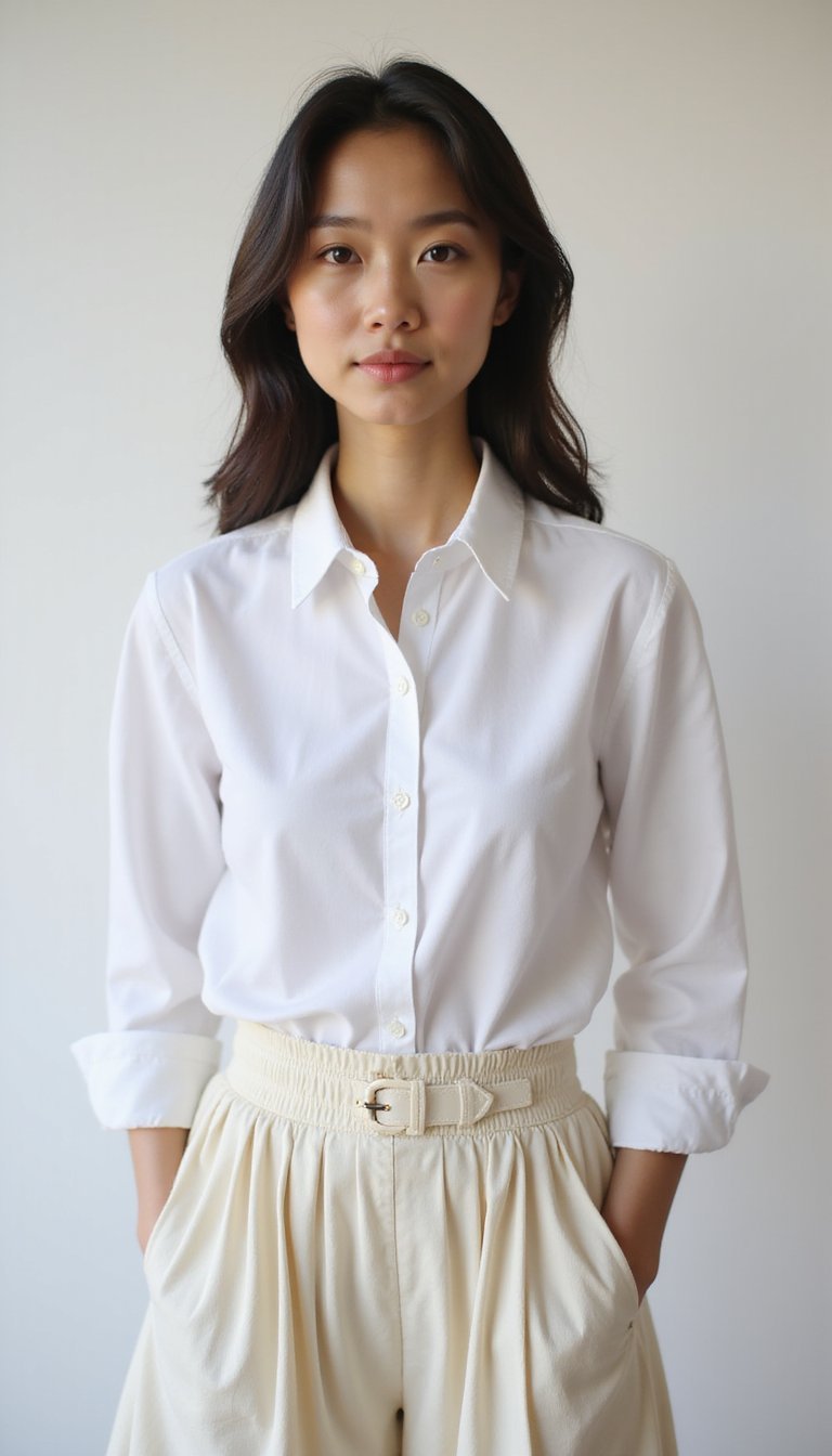 Saia Plissada Com Camisa Social Estilo Minimalista