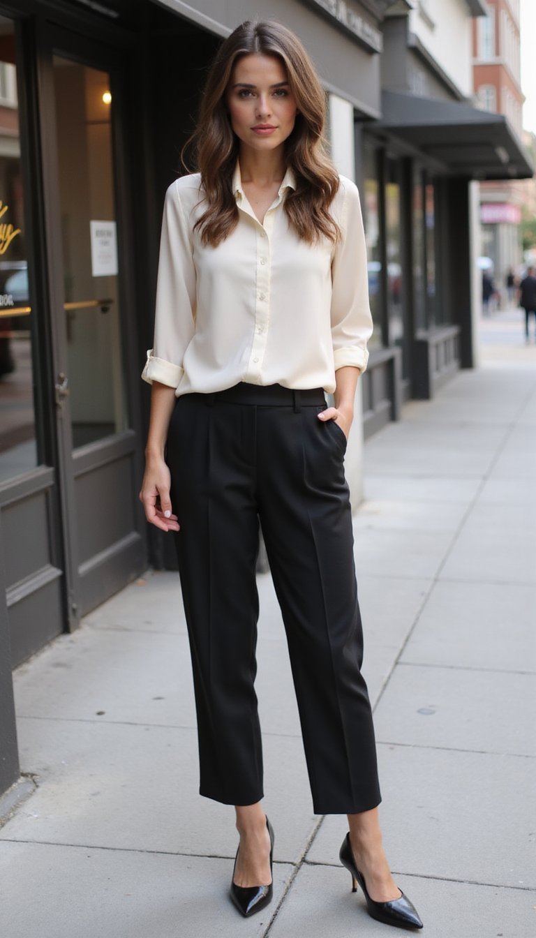 Look Minimalista Com Sapatilha De Bico Fino Preta