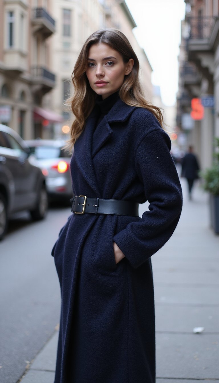 Casaco Tricô Longo Com Cinto Slim