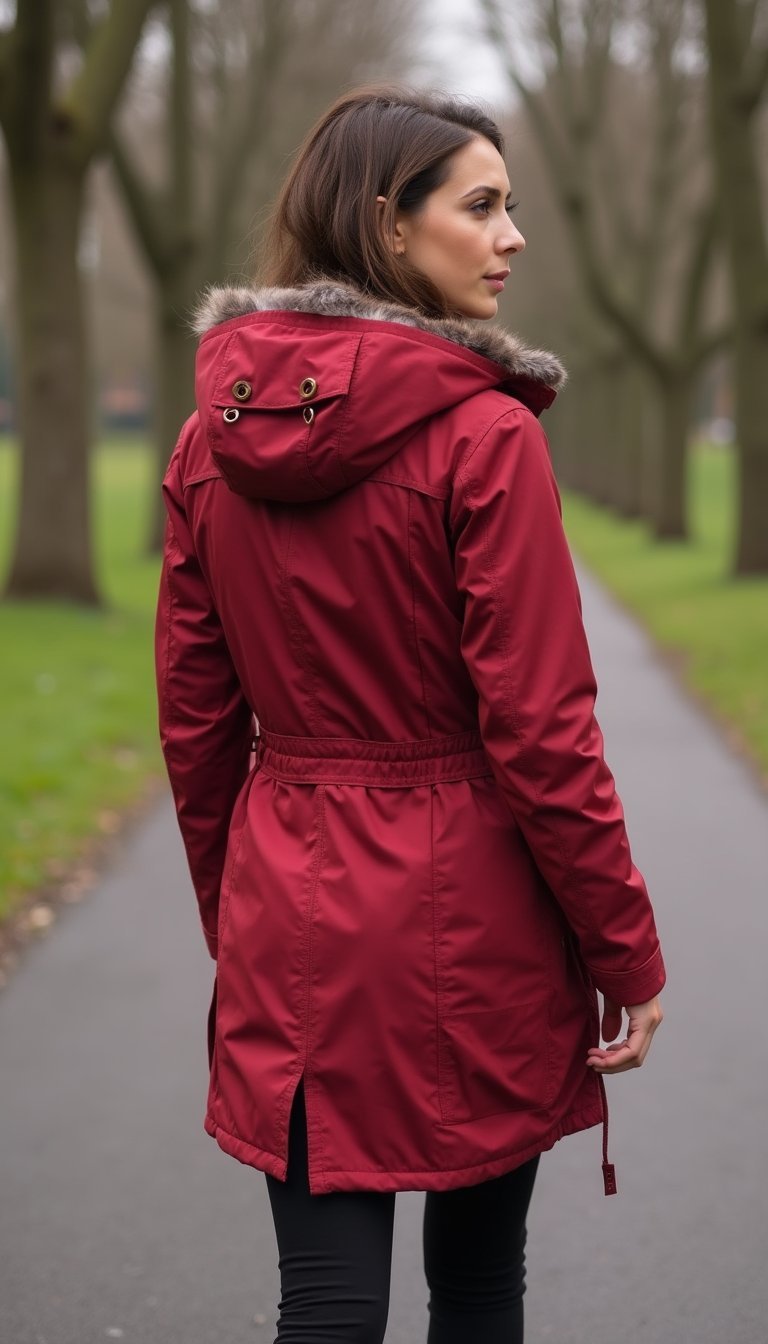 Parka Leve Vermelho Cereja Para Fim de Semana