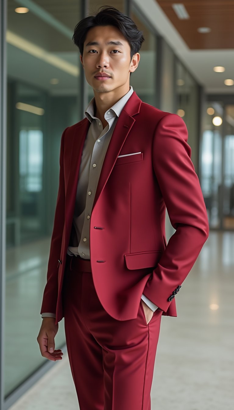 Terno Vermelho Cereja Para Reuniões Com Estilo