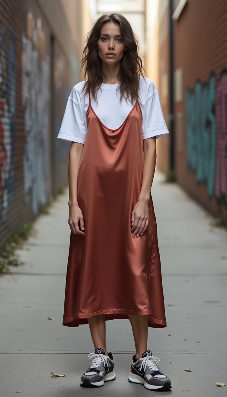 Slip Cetim Sobre T-Shirt Para Vibe Street Casual