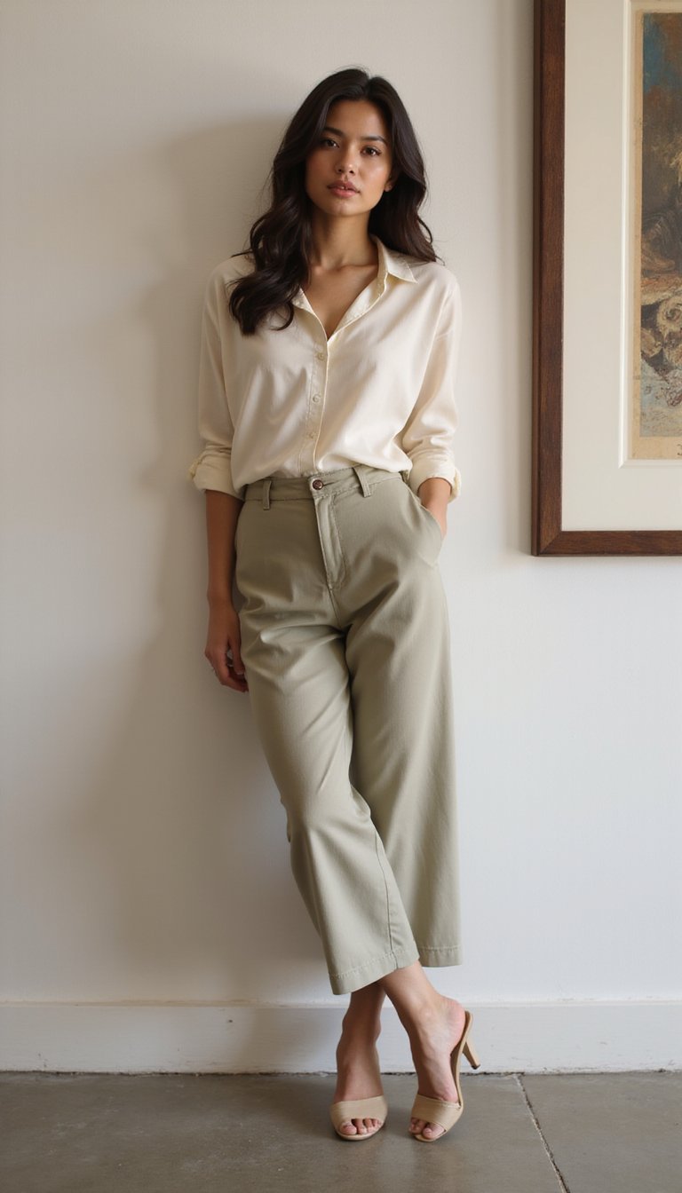 Top De Seda Con Pantalón Culotte Estructurado