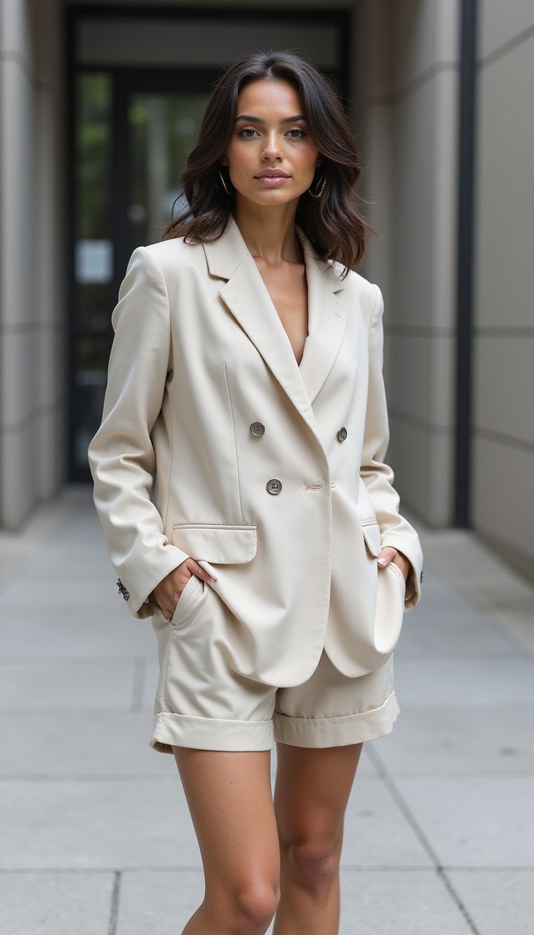 Short De Alfaiataria Com Blazer Oversized Para Dia