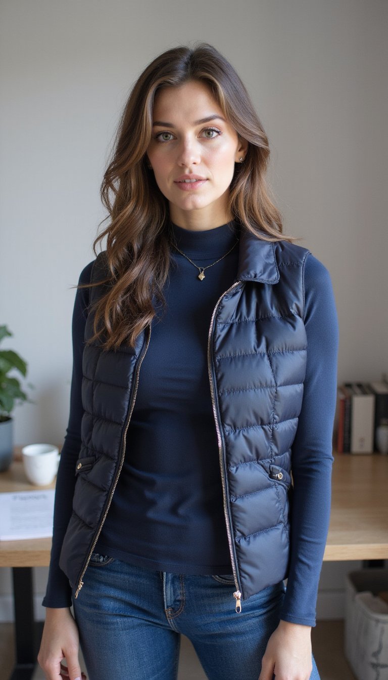 Blusa De Alongamento Com Colete Acolchoado Curto